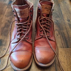 Brown leather lace up boots with original box